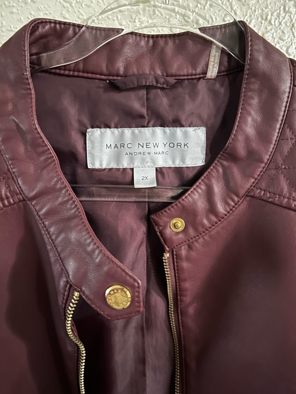 Vintage Marc New York Women's Burgundy Leather Jacket 2XL - Picture 2 of 6